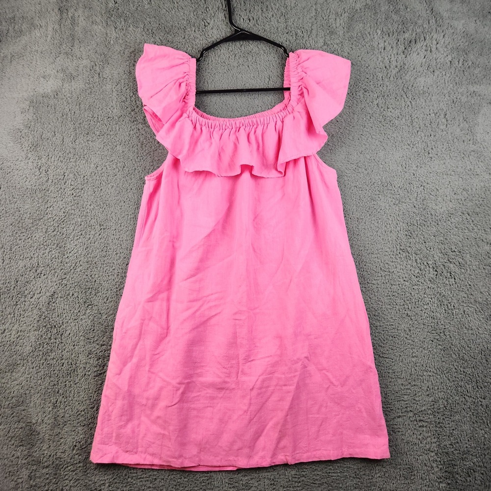 Charlie Paige Womens Pink Linen Sleeveless Shift Dress L/XL Beach Boho Vacation